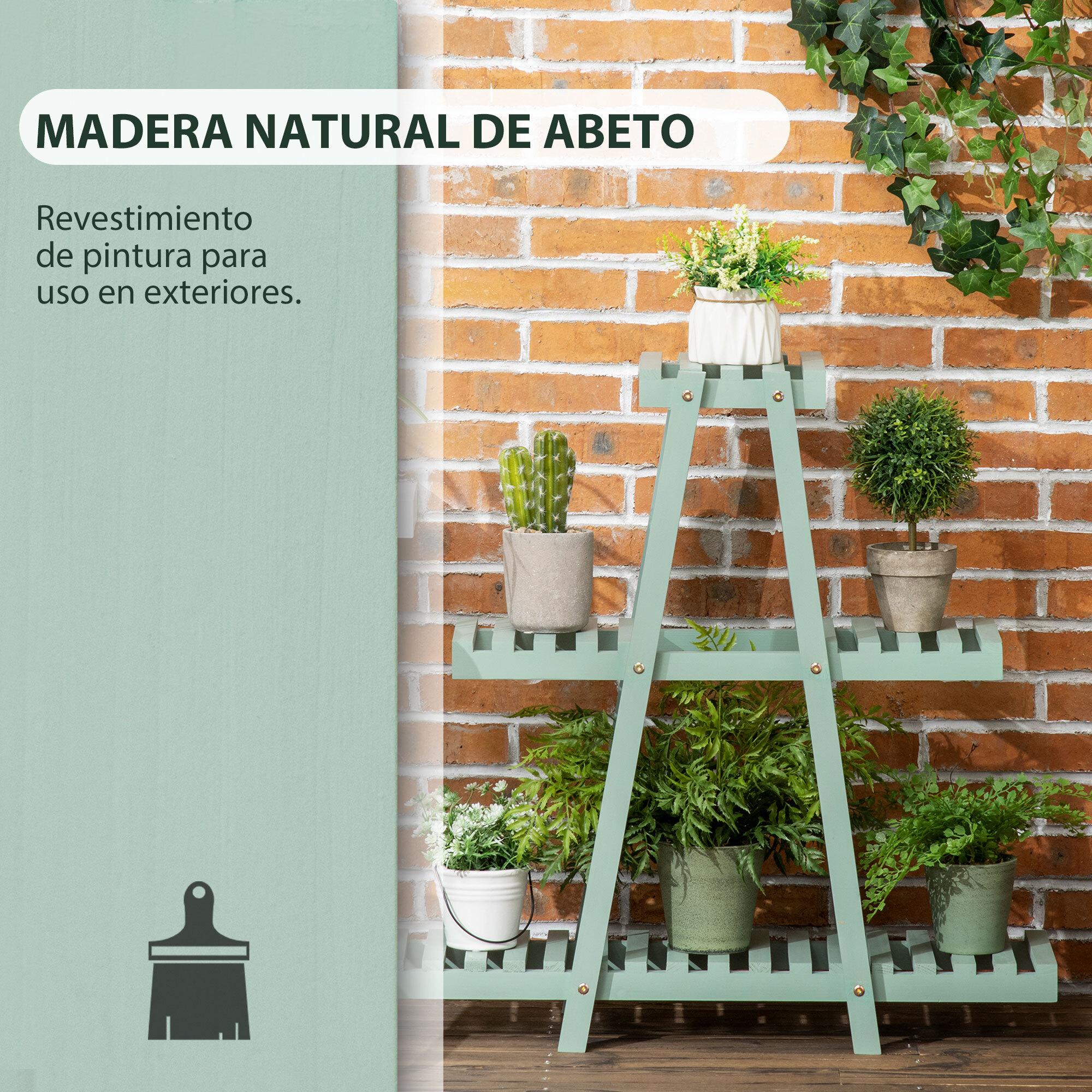 Soporte de Madera para Plantas de 3 Niveles para Interior Exterior 76x26x76 cm