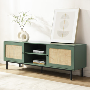 Meuble TV 2 portes en cannage 160 cm - LUMA