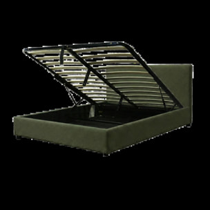 Ensemble matelas Bali & lit coffre Colisée | Mémoire de forme et ressorts ensachés | Grande capacité de stockage | Velours côtelé | Bleu nuit
