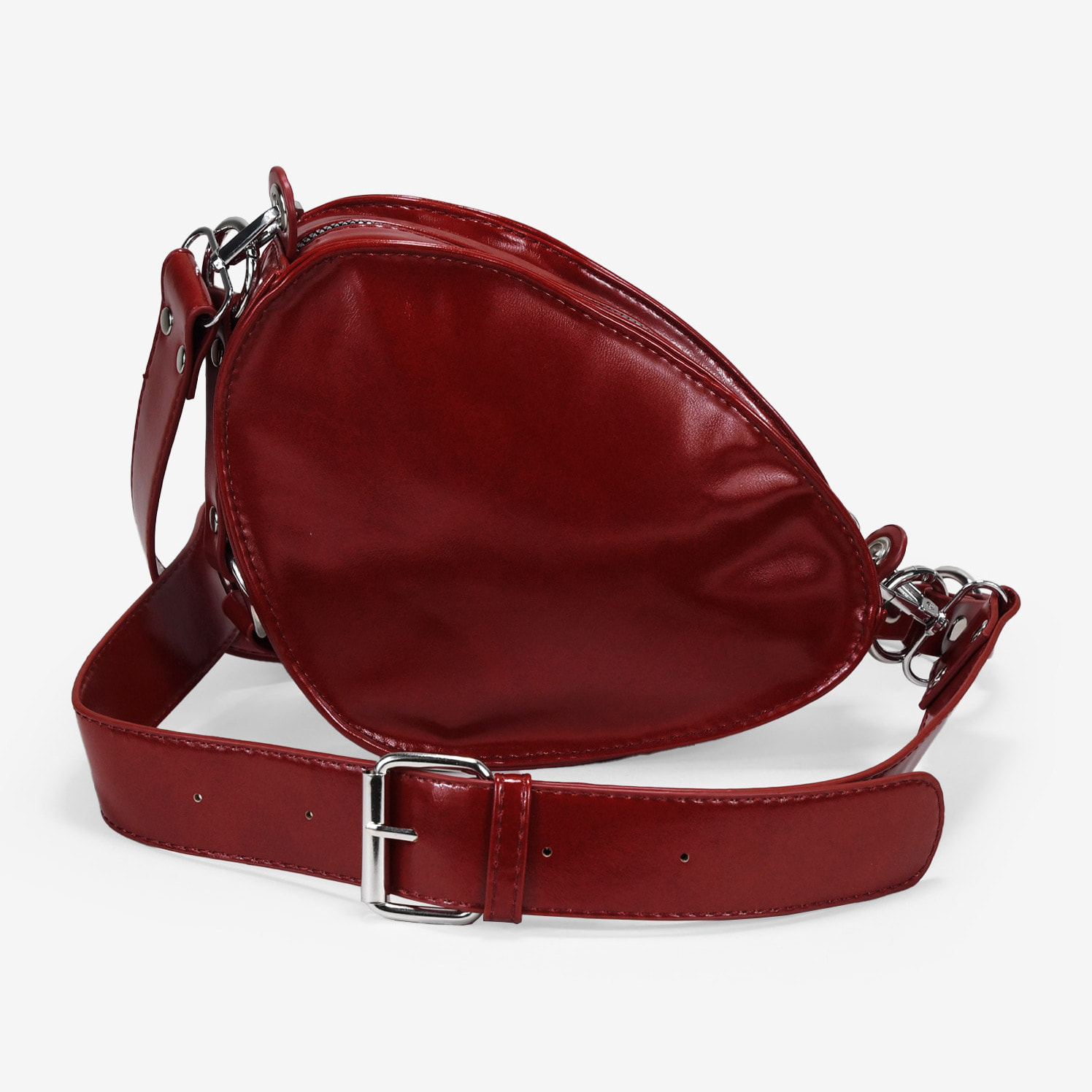 Bolso de hombro burdeos con asa de anillas