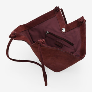 Bolso de hombro burdeos en serraje piel