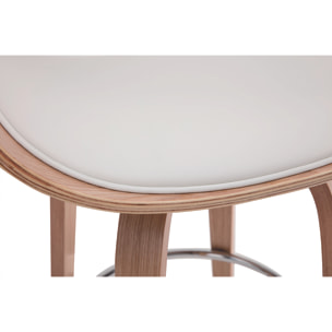 Tabouret de bar pivotant blanc et bois clair 69 cm BENT