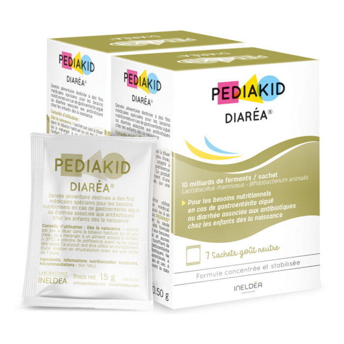 PEDIAKID - Diaréa - Pour les besoins nutritionnels en cas de gastroentérite aiguë ou diarrhée associée aux antibiotiques - Dès la naissance - Sachets de poudre à diluer - Goût neutre - Lot de 2