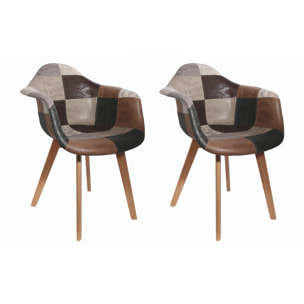 Fauteuil Patchwork Pu - Lot De 2