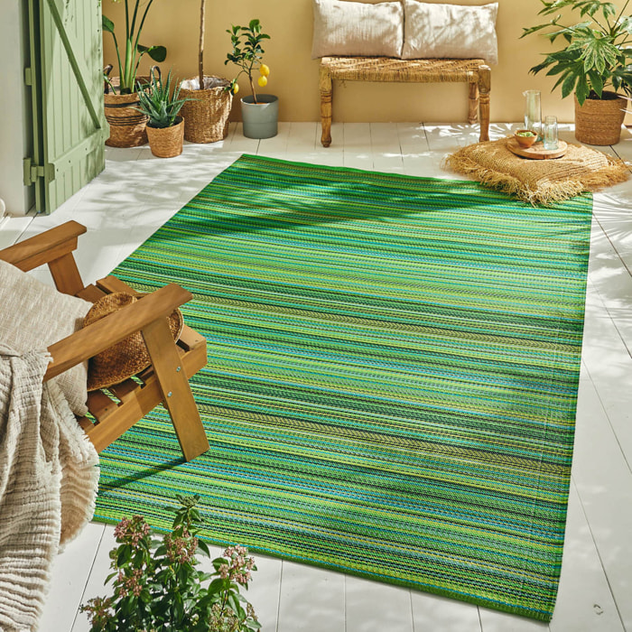 CAPRI - Tapis d'extérieur à motif rayure dégradée - Vert