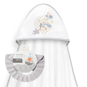 Capa Baño 1X1 Mod Lovely Bear+ Gorro Bco/Gris