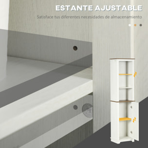 Armario Alto de Baño Mueble Columna de Baño Armario de Almacenamiento con 3 Compartimientos Puerta y Estante Ajustable 39,5x30x160 cm Blanco