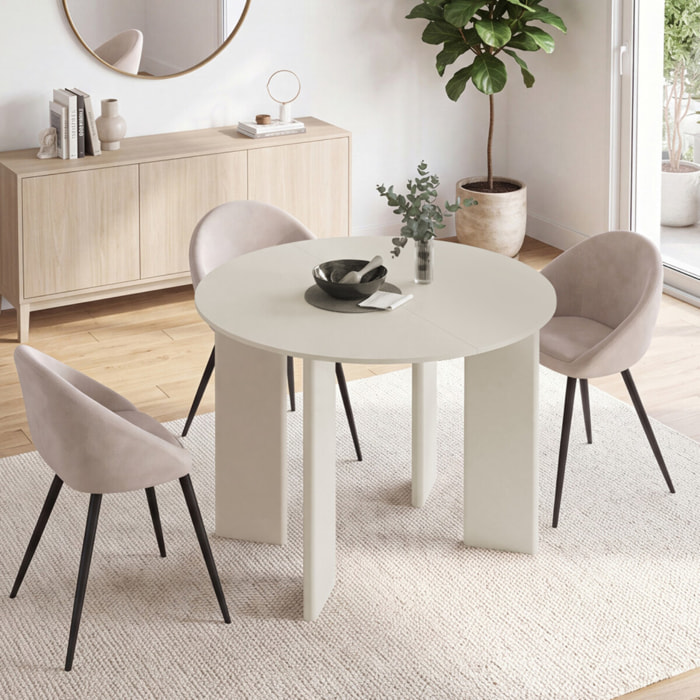 Table à manger ronde extensible Cassia beige Ø110-150cm