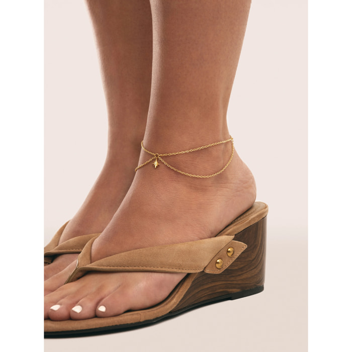 Tobillera Boho Star Acero Baño Oro