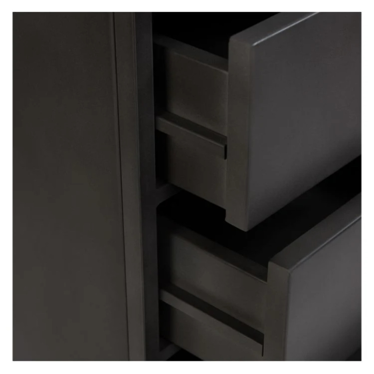 Chiffonnier 5 tiroirs en métal gris métallisé et bois de manguier - Gauthier