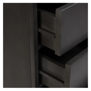 Chiffonnier 5 tiroirs en métal gris métallisé et bois de manguier - Gauthier