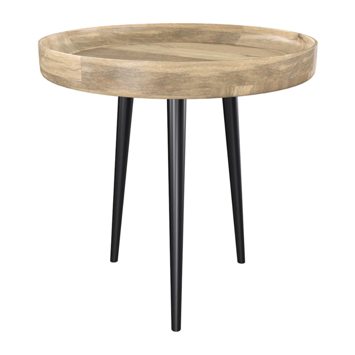 Table d'appoint ronde en bois de manguier clair D40 cm - Palak