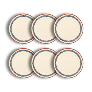 Lot de 6 assiettes plates en faïence blanche 26cm AMATXI