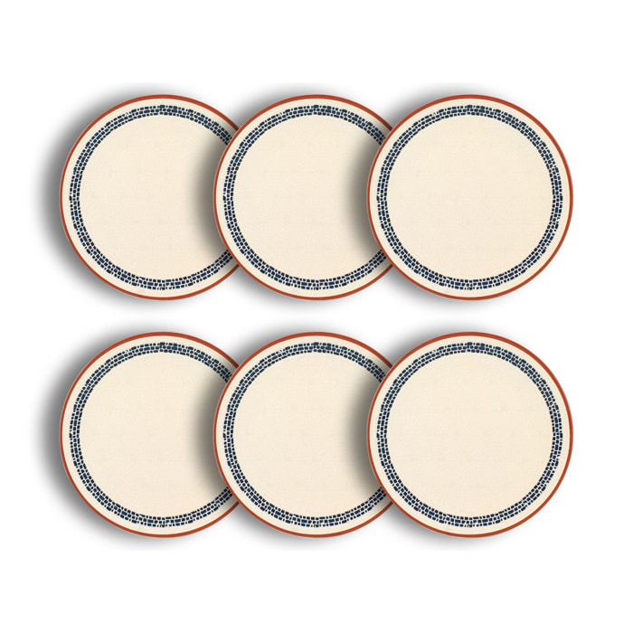 Lot de 6 assiettes plates en faïence blanche 26cm AMATXI