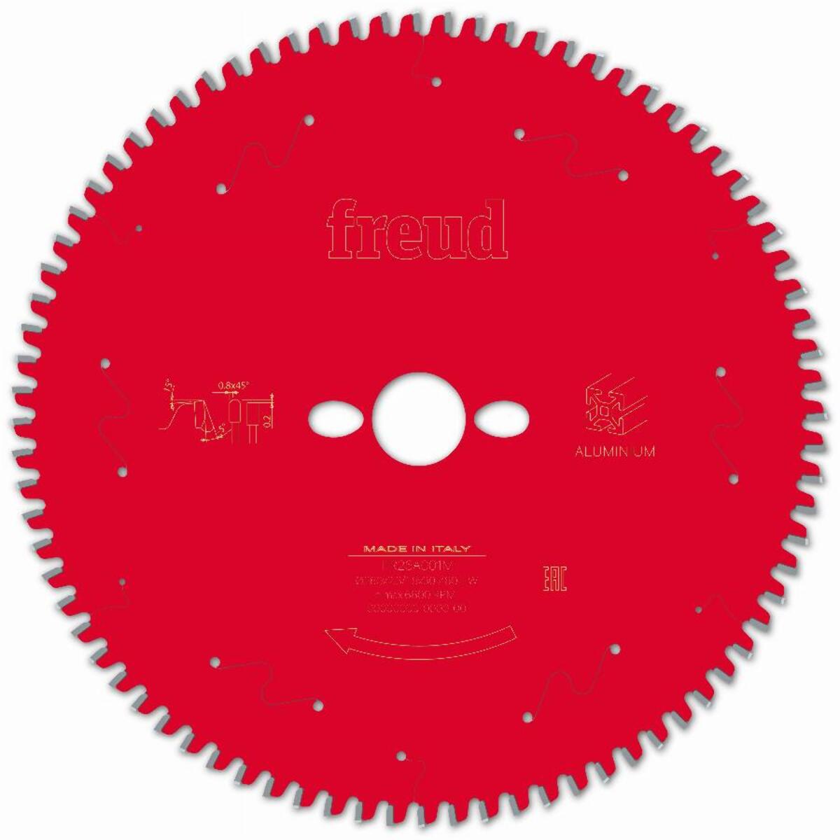 Lame pour scie circulaire portative FREUD - Ø260 2,3/1,8 AL30 Z80 TP -5° - F03FS09827