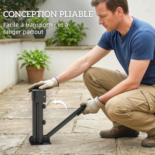 Pied de parasol pliable compatible mât 38-48mm acier anthracite