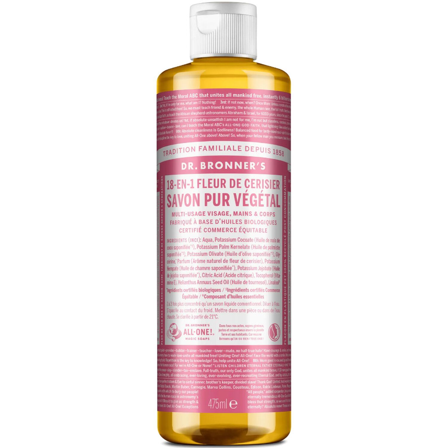 Savon liquide Fleur de cerisier  - Un savon de Castille liquide naturel 18-en-1