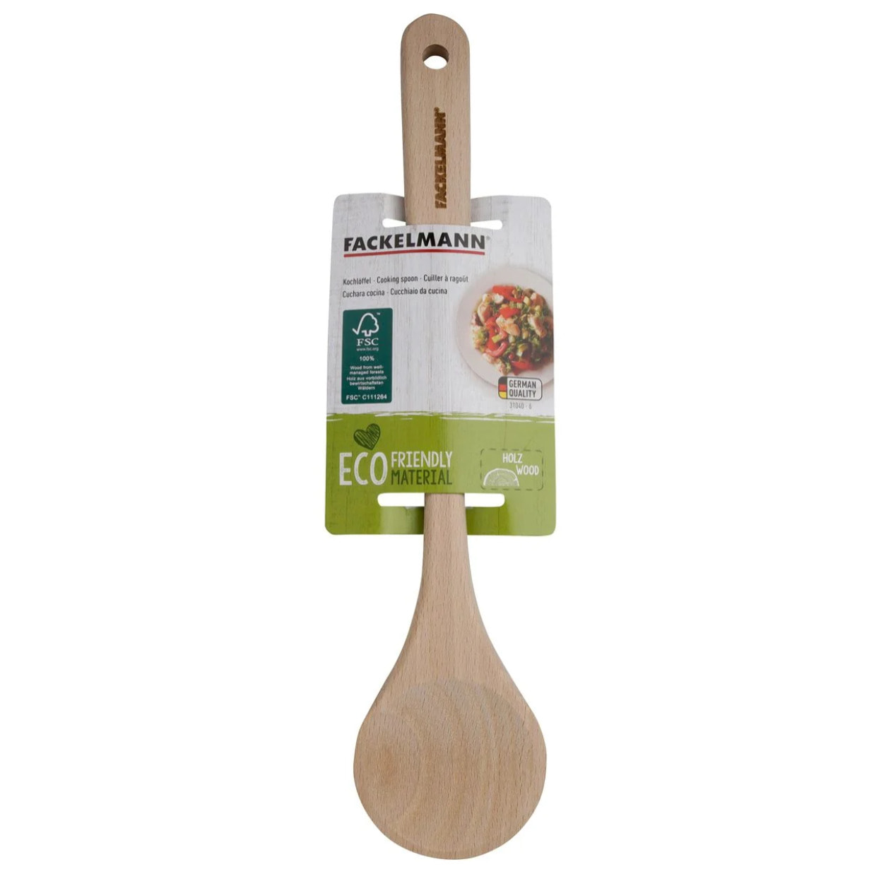 Ensemble de 2 Cuillères de cuisine en bois FSC Fackelmann Eco Friendly