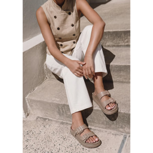 Sandalias Abiertas Unisex Hebilla Ajustable Vibe Taupe
