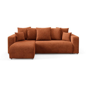 GLORIA - Canapé d'angle gauche convertible 4 places en tissu terra