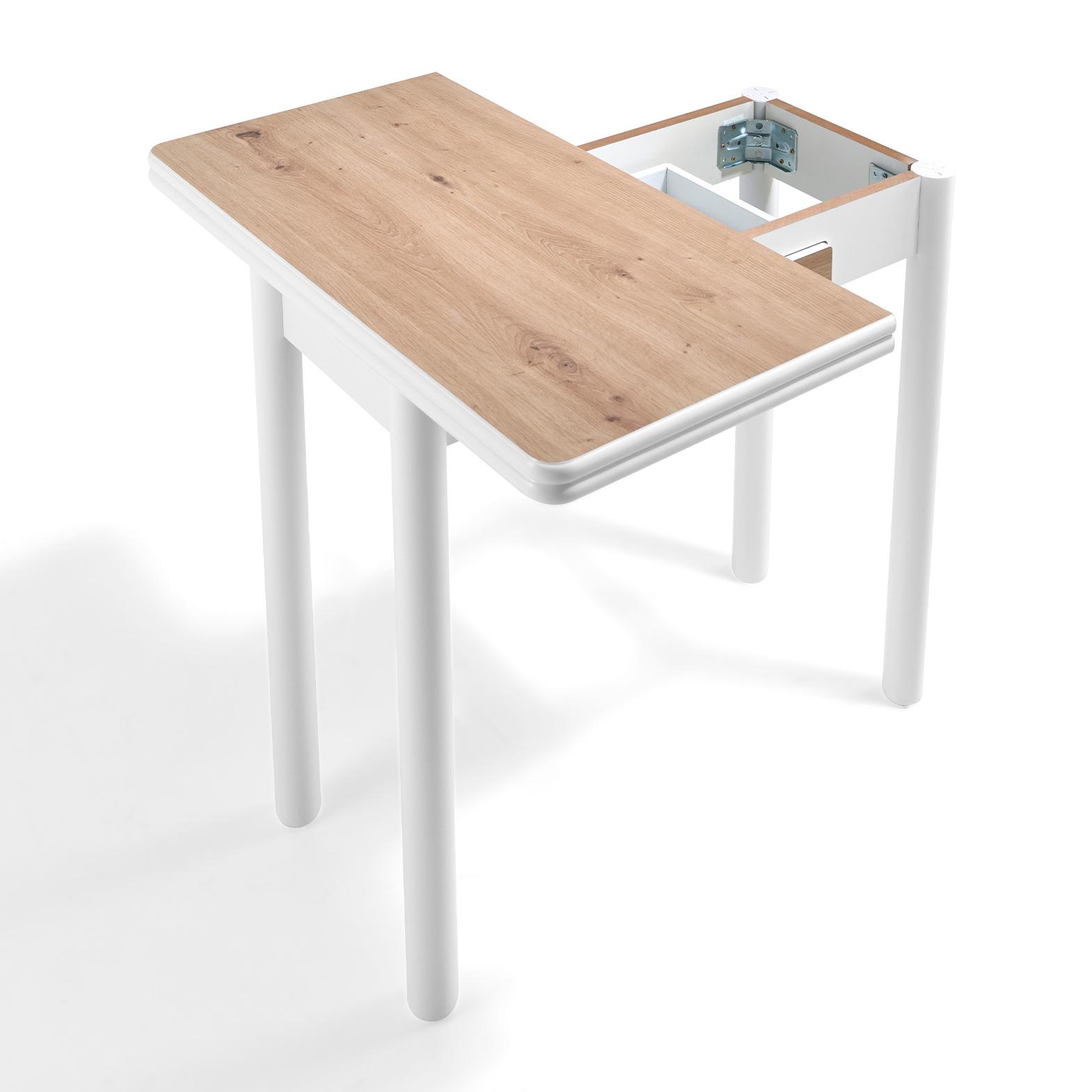 Mesa de cocina NAPOLI - blanco y roble amazonas - 80x40/80x76cm