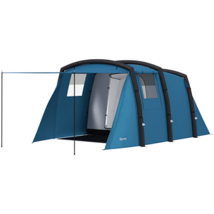 Tente de camping gonflable tunnel - 3-6 personnes - 420 x 200 x 150 cm - pompe incluse - bleu
