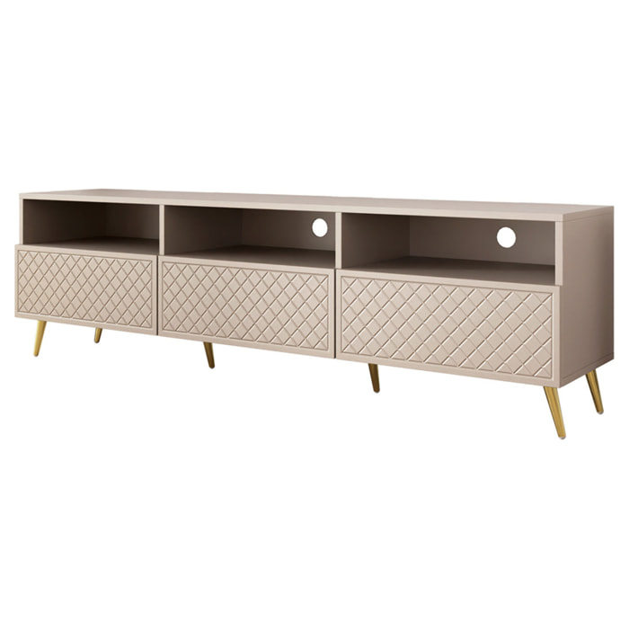 Sorolla - meuble tv - 3 tiroirs et 3 niches - 195 cm - Beige
