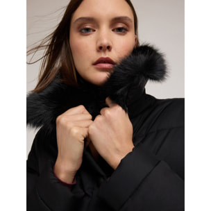 Motivi - Piumino lungo con collo alto - Nero