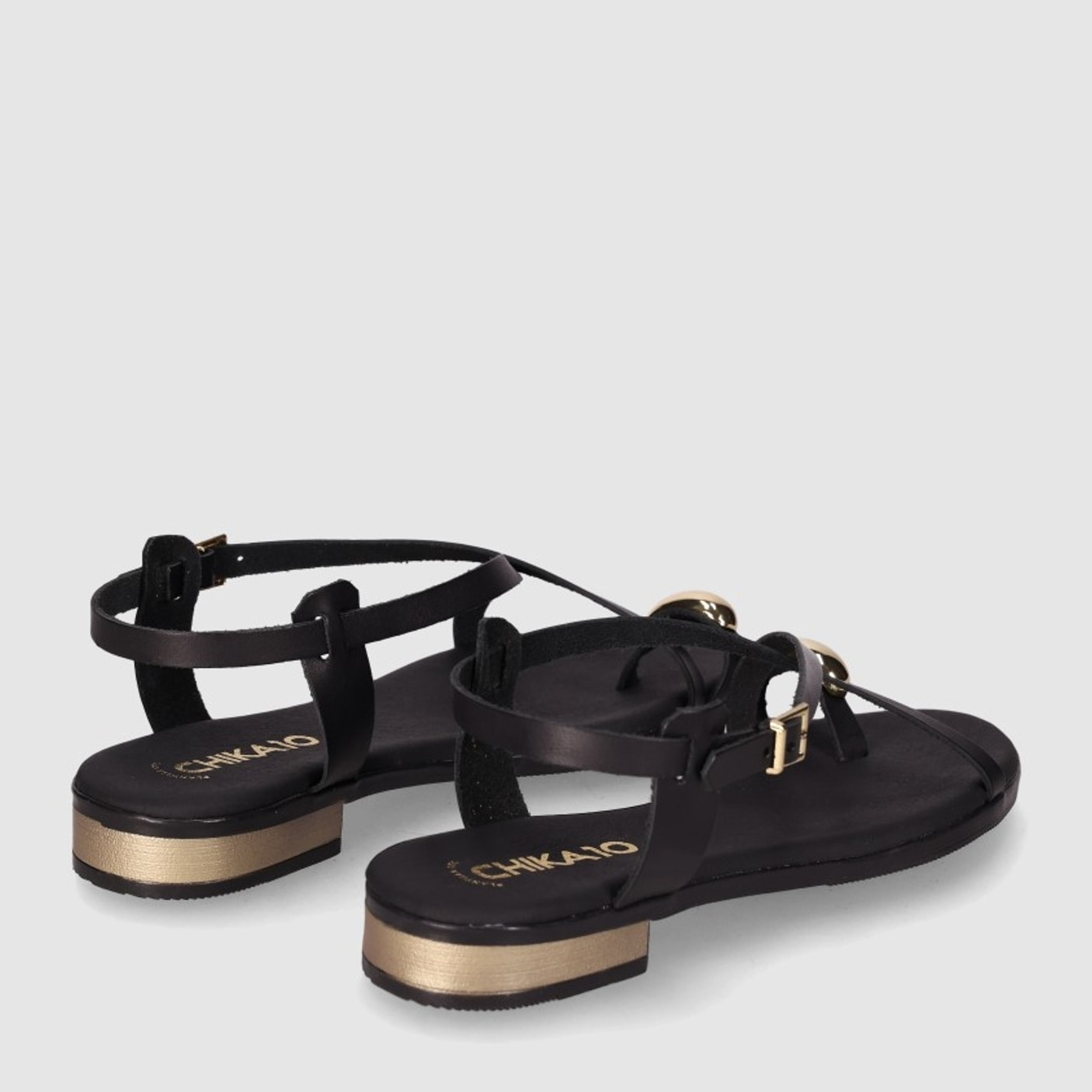 Sandalias de Piel - Negro - Tacón: 2 cm