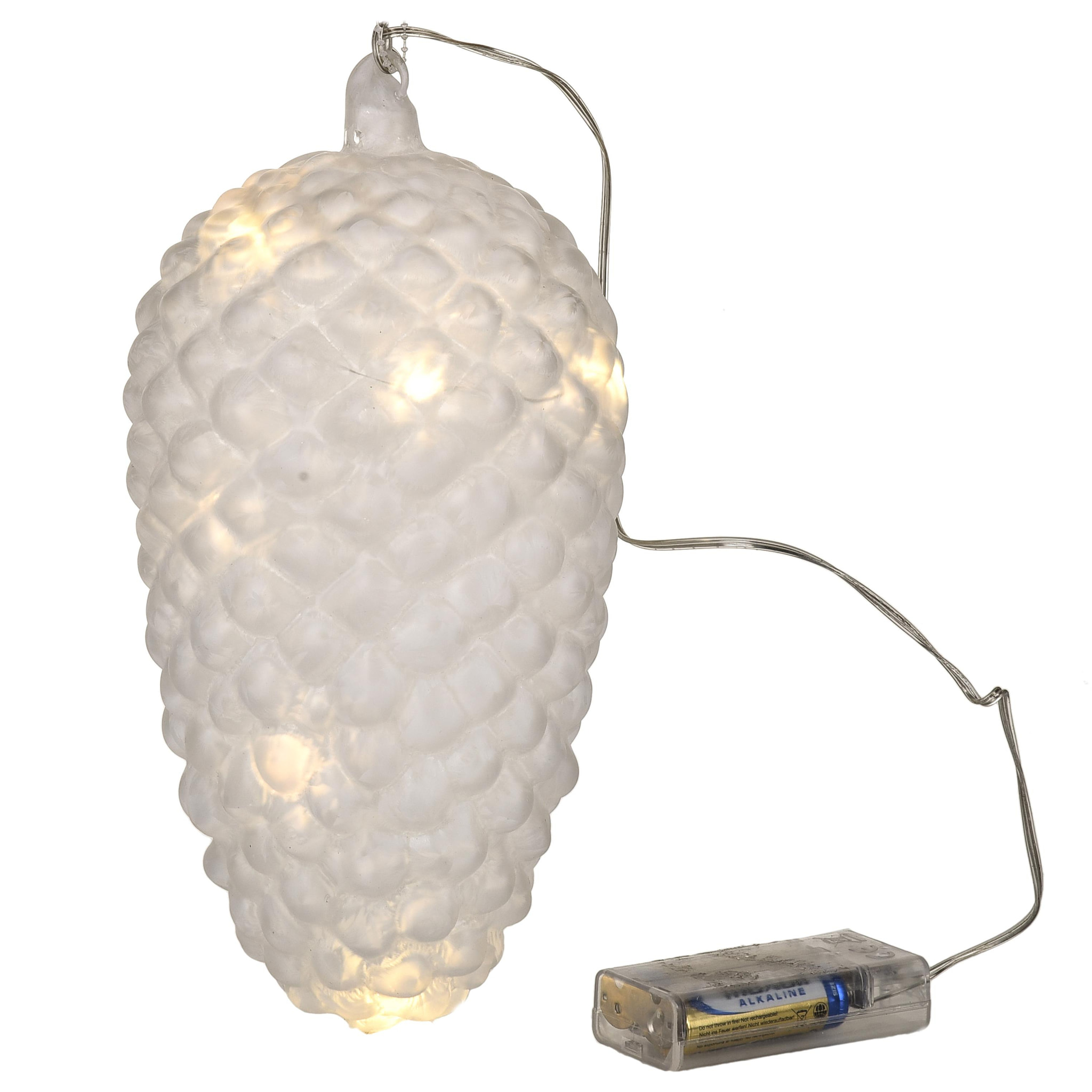 Pigna con Led - Pezzi 1 - Colore Bianco - 11,5x21,5Hx11,5cm - Bianchi Dino