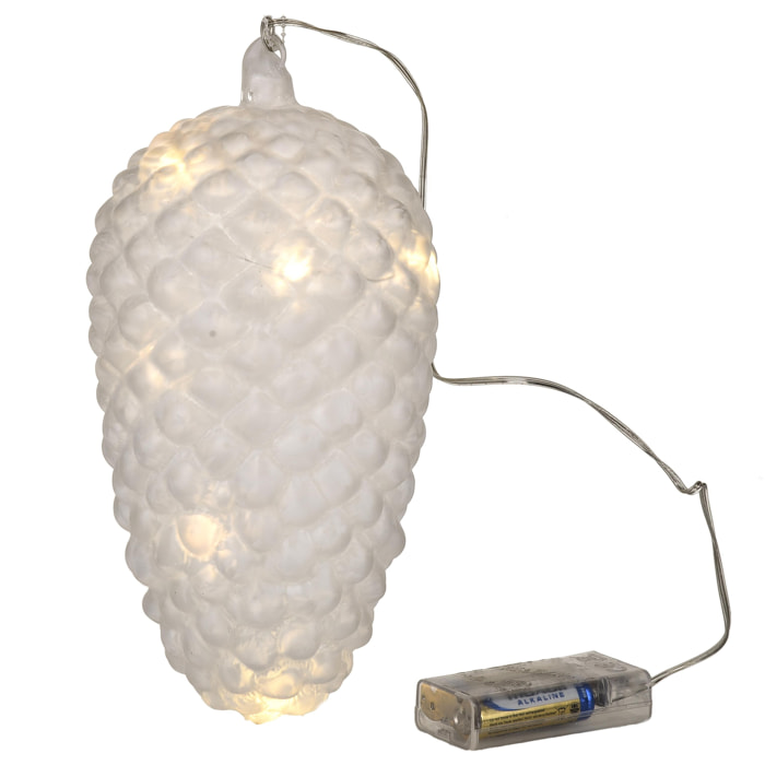 Pigna con Led - Pezzi 1 - Colore Bianco - 11,5x21,5Hx11,5cm - Bianchi Dino