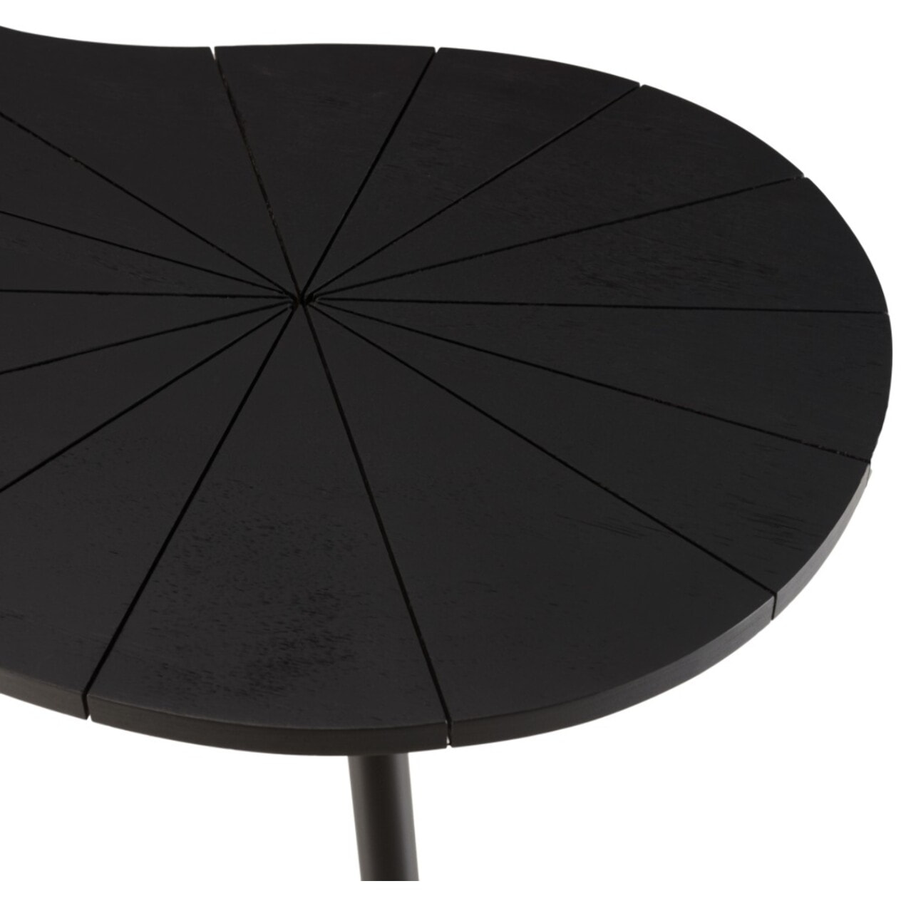 JAMES - Table d'appoint ovoïde plateau texturé noir mat pieds fer noir