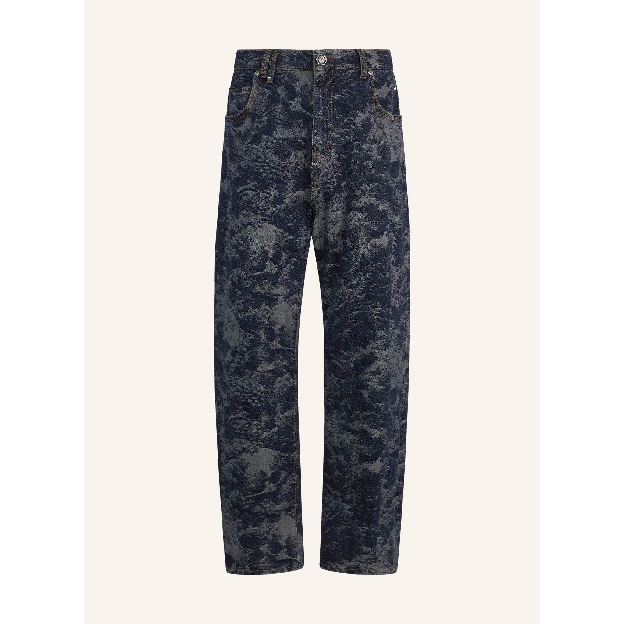 PHILIPP PLEIN Beach Boy Fit Jeans All-Over Skulls Skull