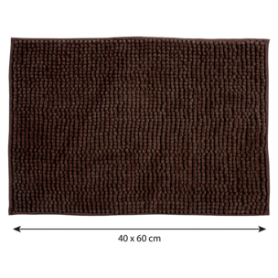 Alfombra de baño MSV ''Chenille'' de microfibra en color chocolate 40 x 60 cm