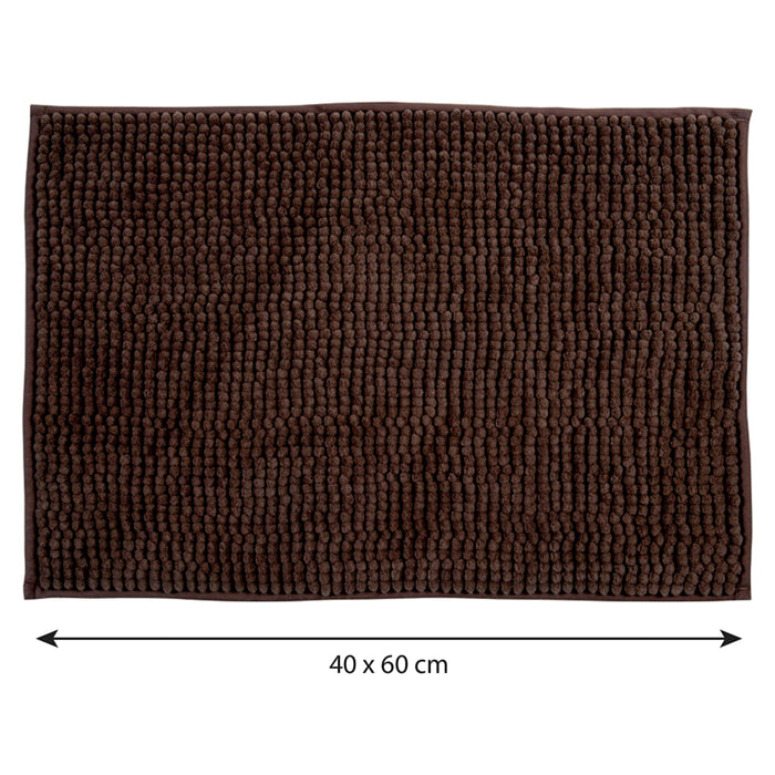 Alfombra de baño MSV ''Chenille'' de microfibra en color chocolate 40 x 60 cm