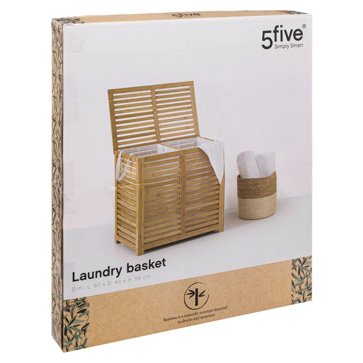 Panier à linge double 50L "Sicela" bambou