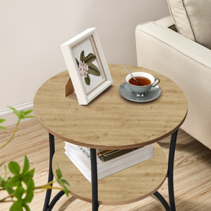 Tavolino da caffè circolare Oskar in rovere e metallo