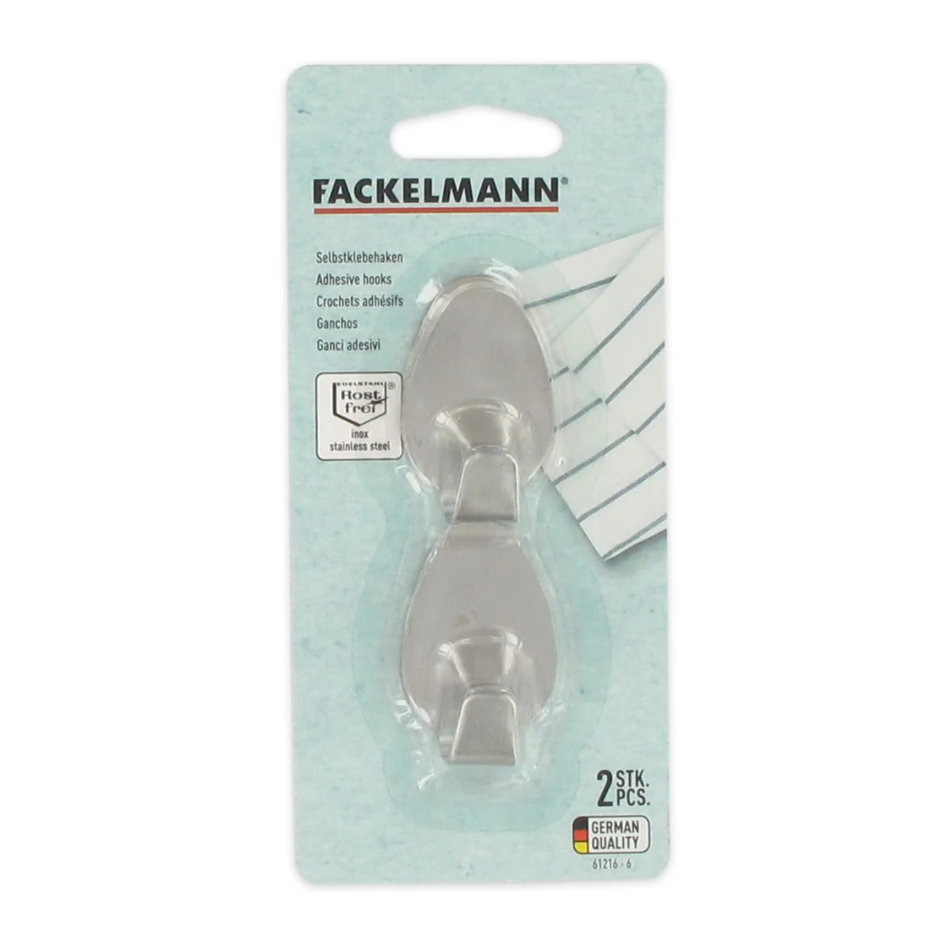 Lot de 2 crochets muraux adhésifs en inox Fackelmann Tecno