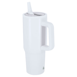 Jarra térmica de 870 ml de capacidad en Acero Inoxidable Reciclado con doble pared, tapadera hermética con boquilla plegable para beber y asa de transporte ergonómica. Libre de BPA
