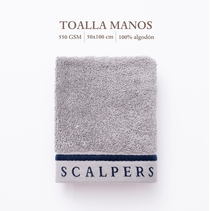 Toalla de manos 50x100cm gris con rayas scalpers home