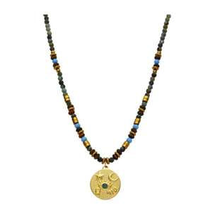 Collar con Multicolor Piedra Natural acabado oro 18k