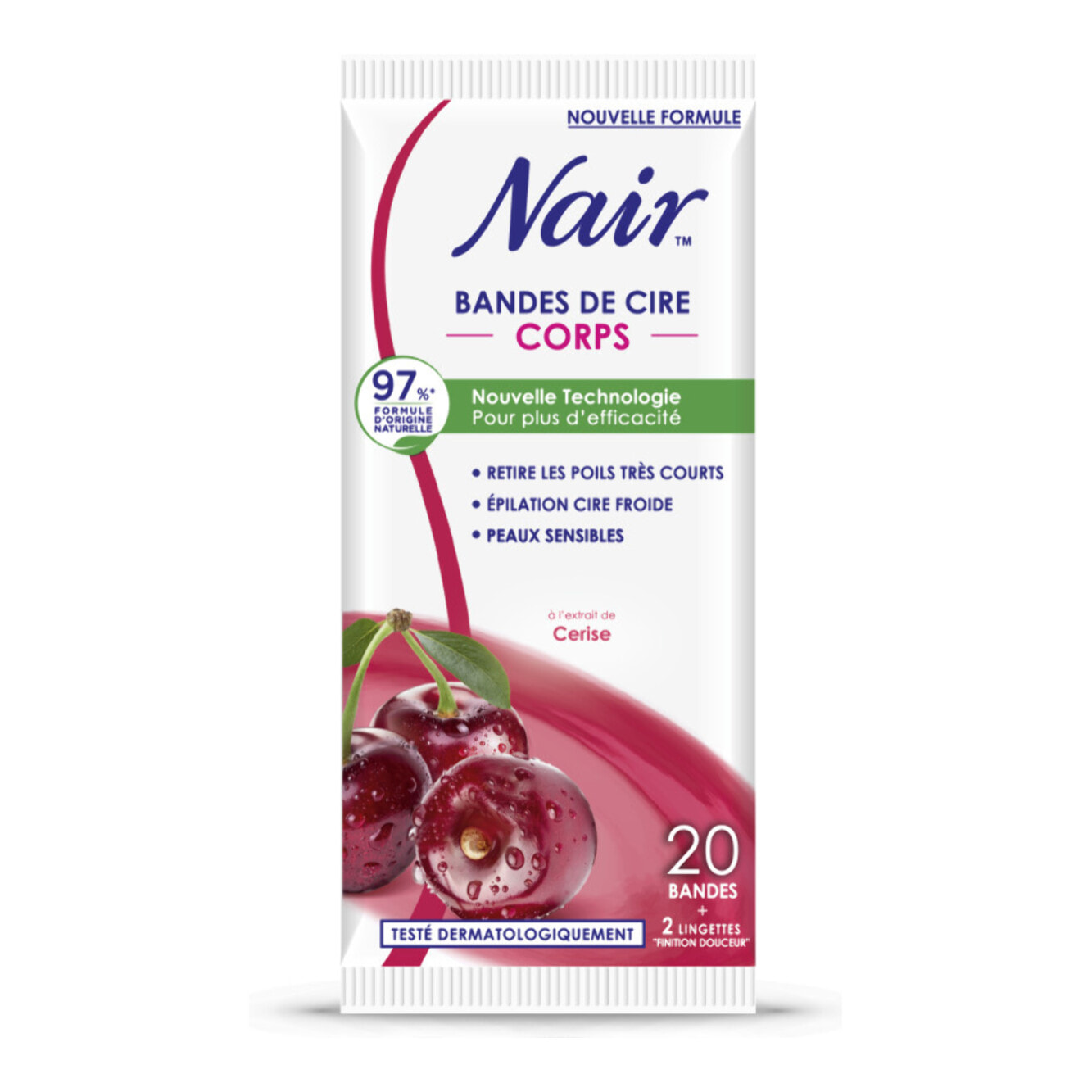 Pack de 3 - Nair - Bandes de cire froide jambes cerise