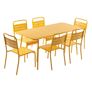 Ensemble table de jardin 160 cm et 6 chaises jaune EVORA