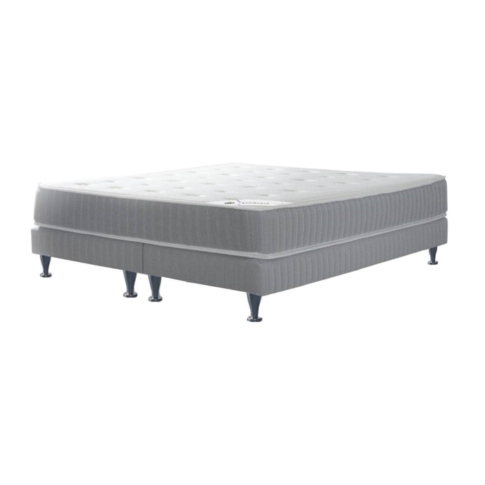 Ensemble matelas H24 ressort ensachés, ferme, 2 sommiers