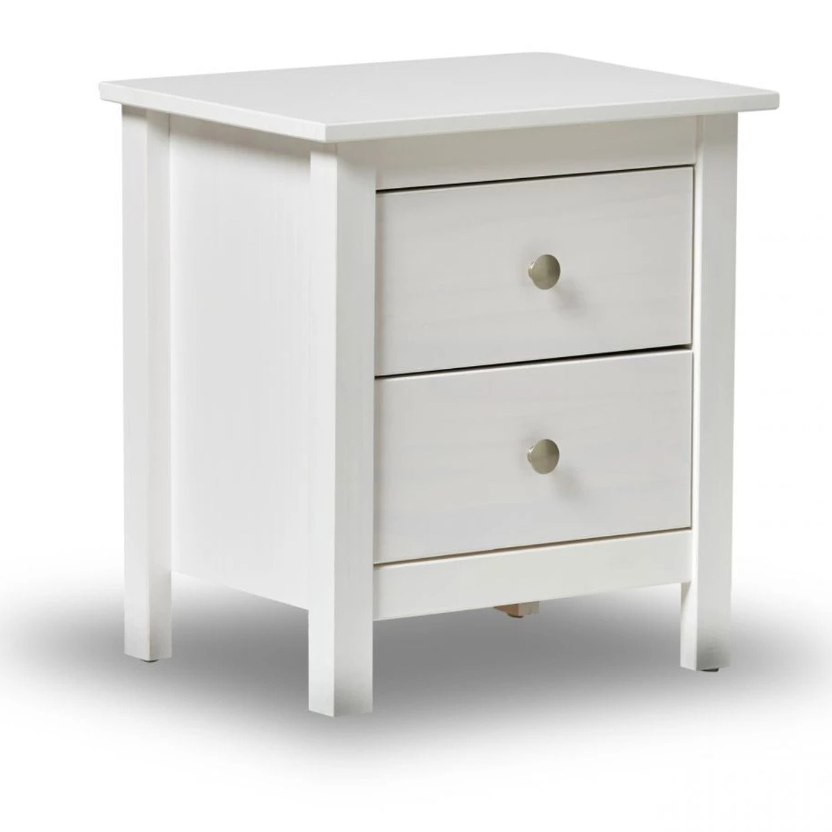 Mesita de noche de 2 cajones y patas en blanco 46x49,5cm Bay Blanco