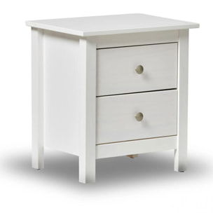 Mesita de noche de 2 cajones y patas en blanco 46x49,5cm Bay Blanco