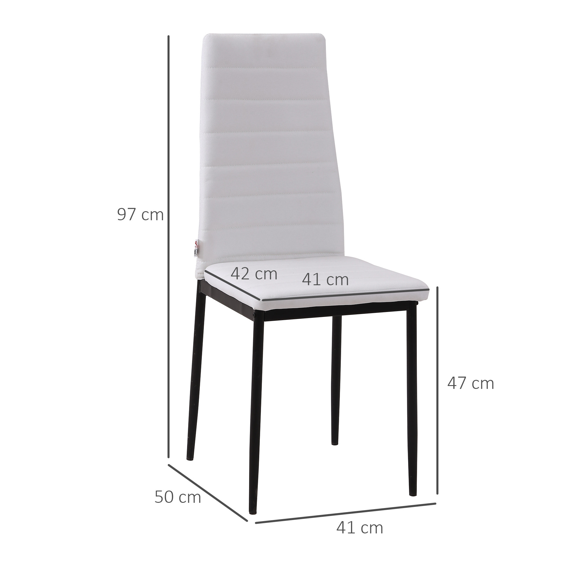 Pack de 4 Sillas de Comedor Modernas, Sillas de Cocina Tapizadas en Lino Sintético con Respaldo Alto y Patas de Metal, para Salón, Blanco