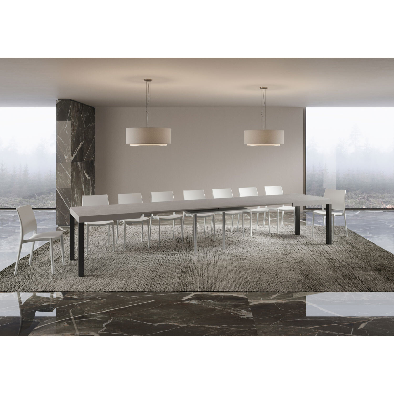 Table extensible 90x160/420 cm Everyday cachemire pieds anthracite