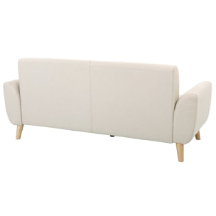 Canapé scandinave 3 places en tissu beige et bois clair EKTOR