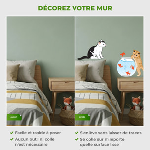 Stickers Muraux décoration adhésifs Chat et poissons